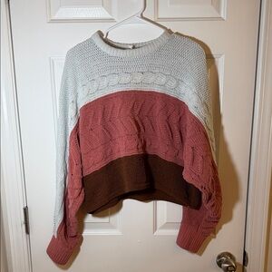 Colorblock Cable Knit Sweater